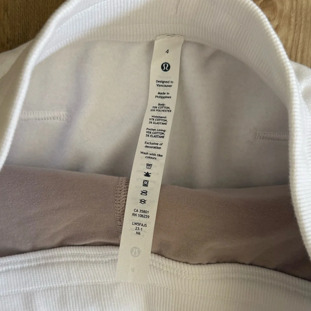 Lululemon Athletica White Sweatpants with Elastic Cuffs